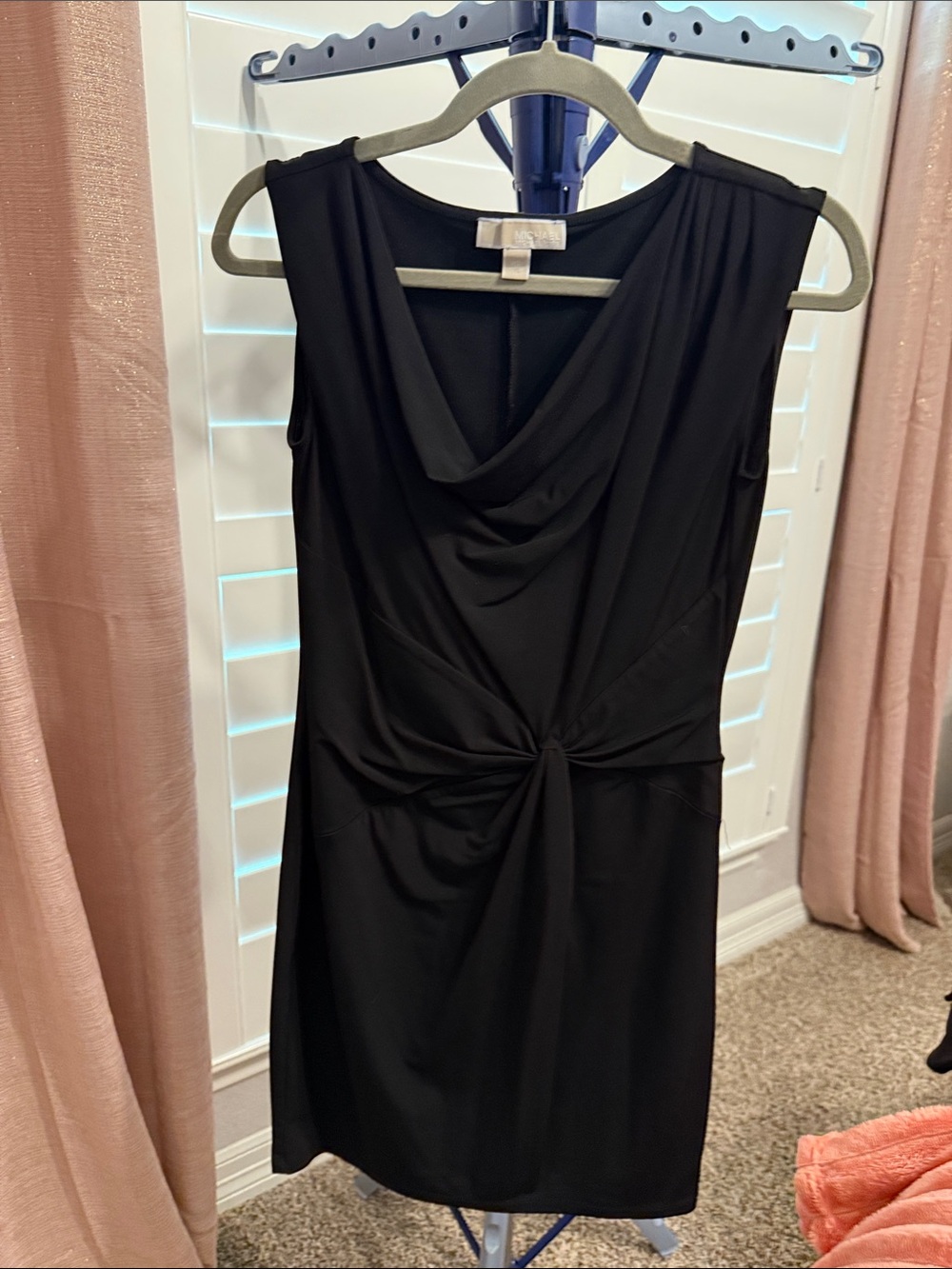 Michael Kors Black Knot-Front Sleeveless Midi Dress